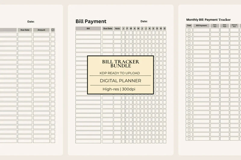 Bill Tracker Bundle KDP Planner - CraftNest - Digital Crafting and Art