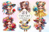 Cute Girl With Flower Clipart Bundle