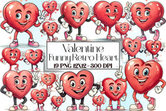 Funny Retro Heart Valentine Clipart Bundle - CraftNest - Digital Crafting and Art