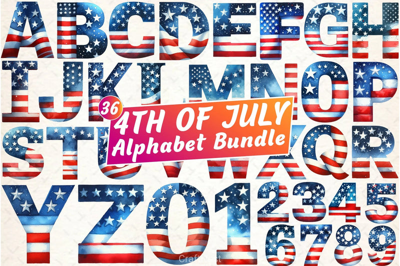 4th of July Alphabet Clipart Bundle - CraftNest - Digital Crafting and Art