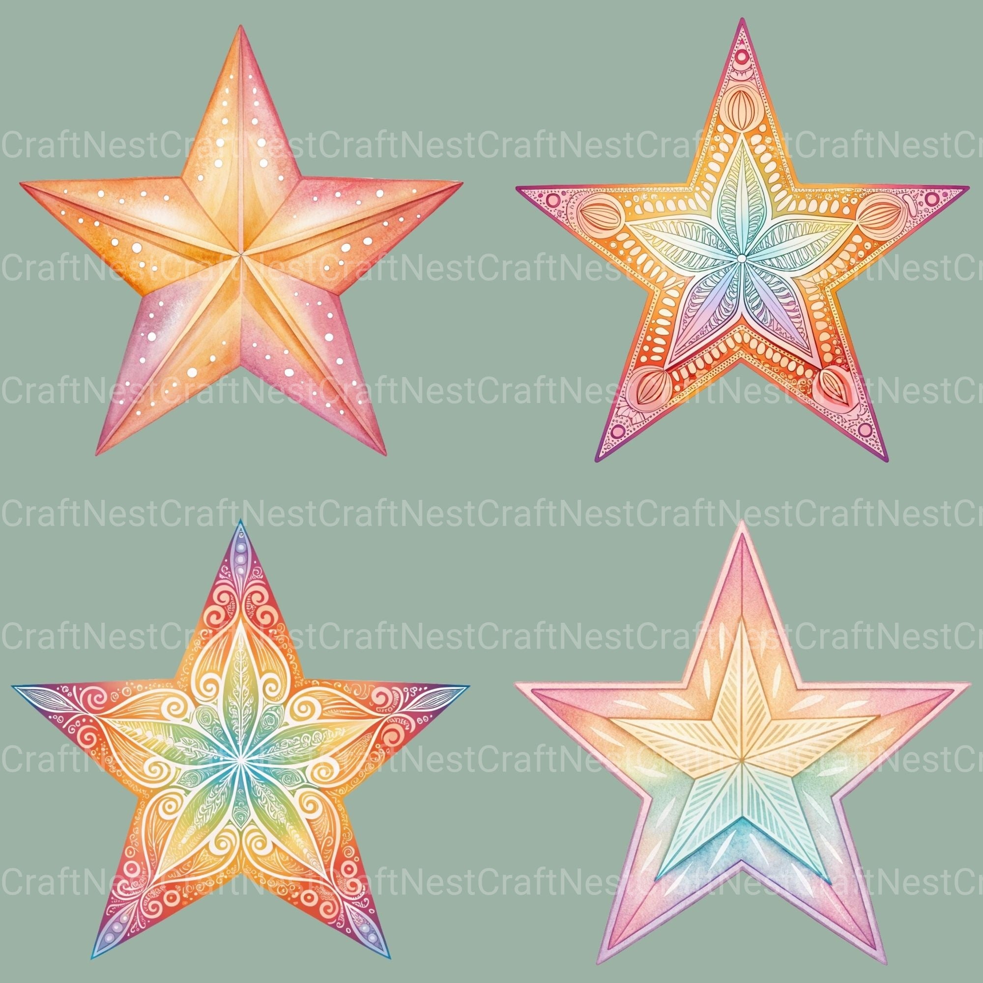 Boho Stars Clipart Bundle