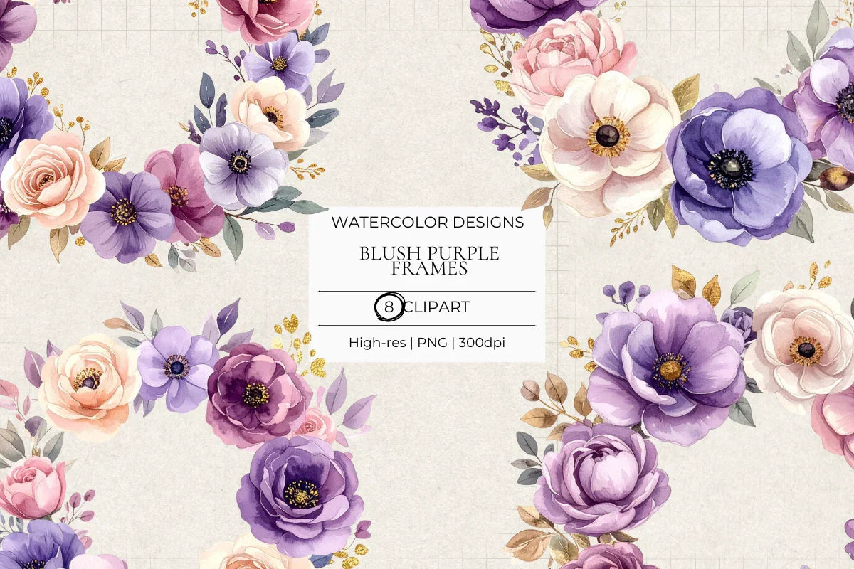 Blush Purple Frames Clipart - CraftNest - Digital Crafting and Art