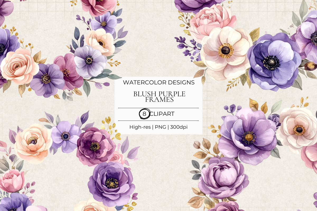 Blush Purple Frames Clipart