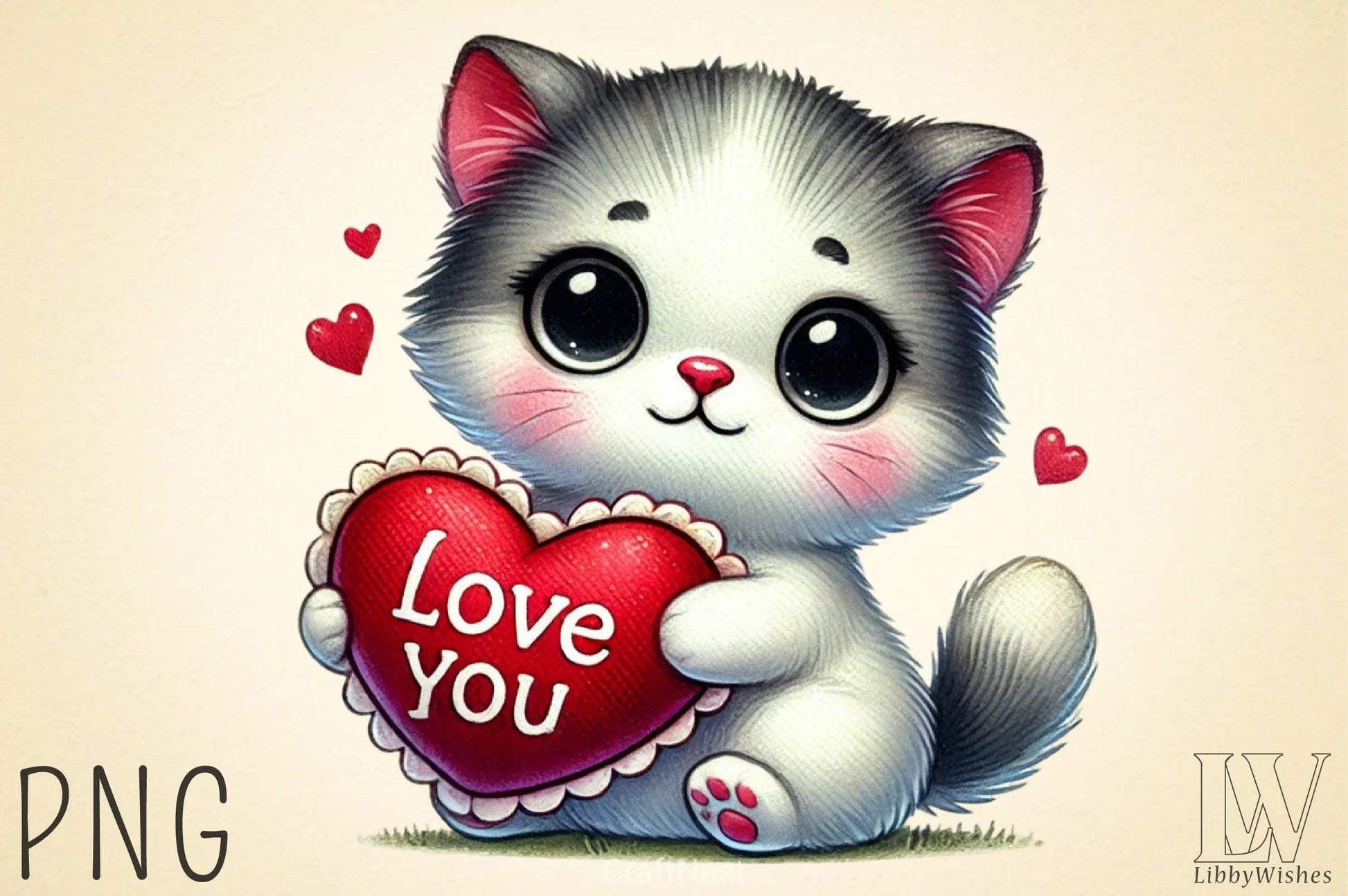Love You Cat Valentine's Day Clipart Bundle - CraftNest - Digital Crafting and Art