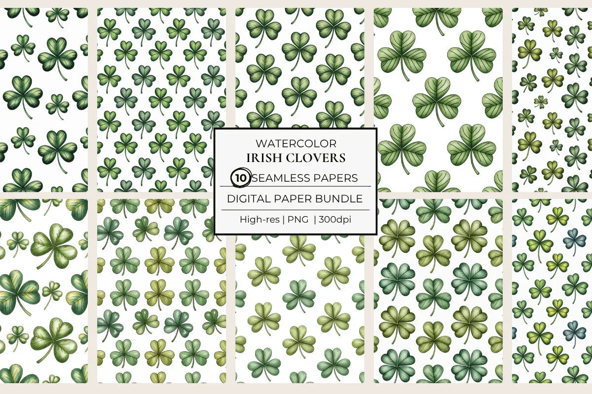 Irish Clovers Seamless Papers - CraftNest - Digital Crafting and Art
