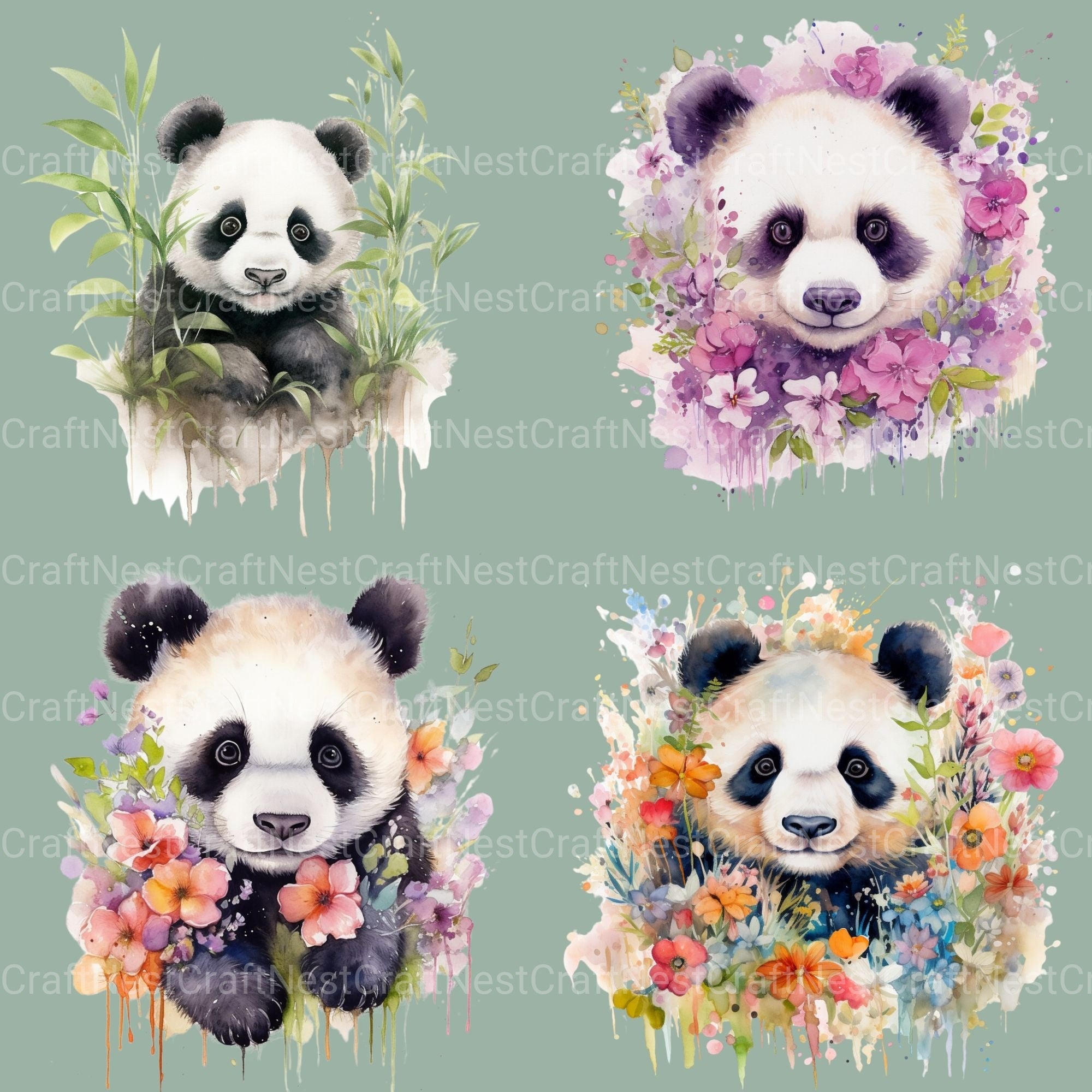 Pandas Clipart Bundle