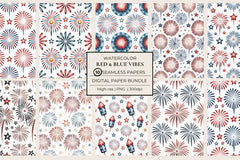 Red & Blue Vibes Seamless Papers - CraftNest - Digital Crafting and Art