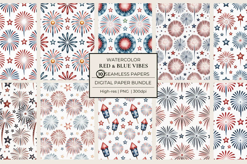 Red & Blue Vibes Seamless Papers - CraftNest - Digital Crafting and Art