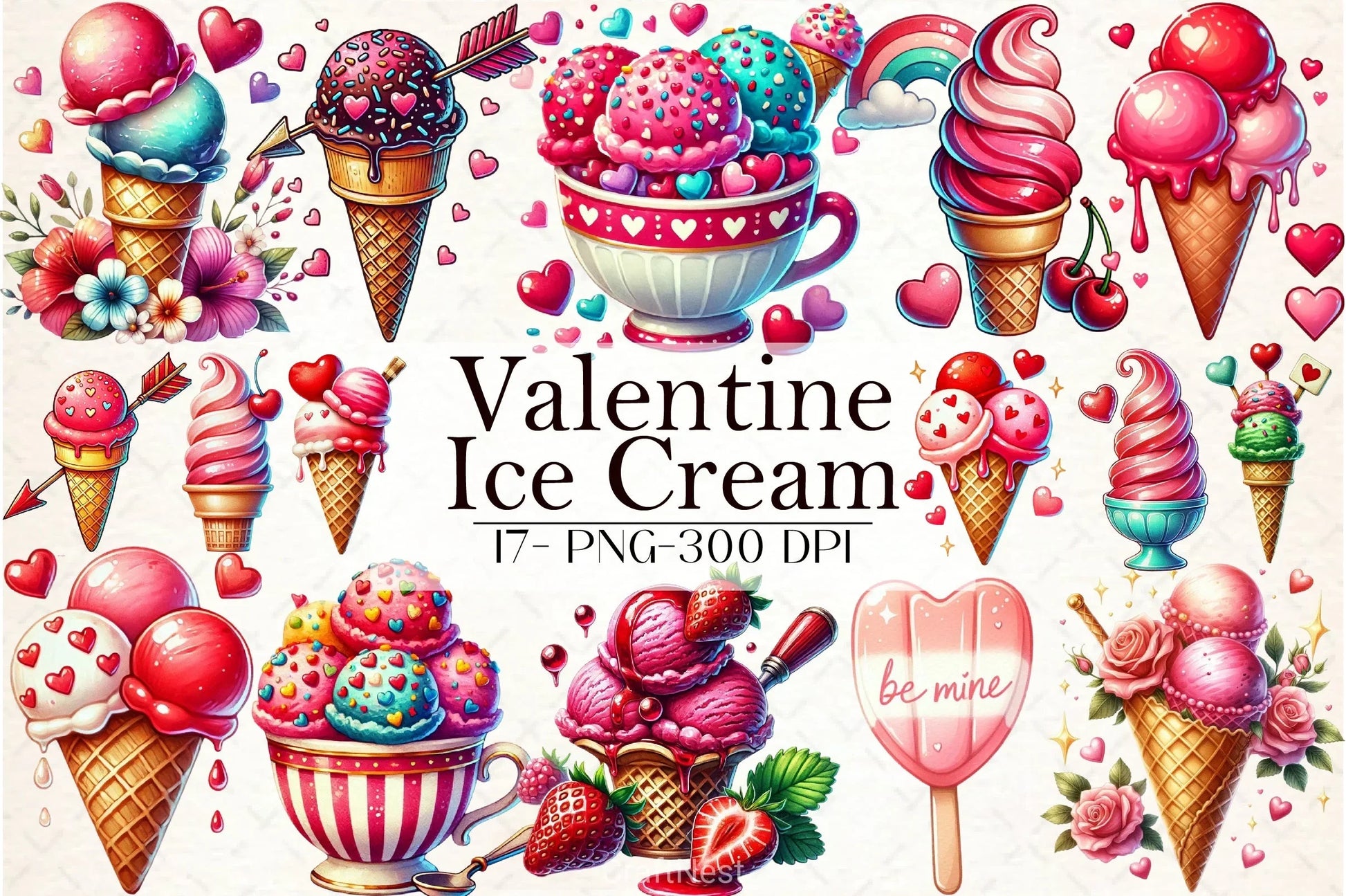 Valentine Ice Cream Clipart Bundle - CraftNest - Digital Crafting and Art