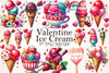 Valentine Ice Cream Clipart Bundle