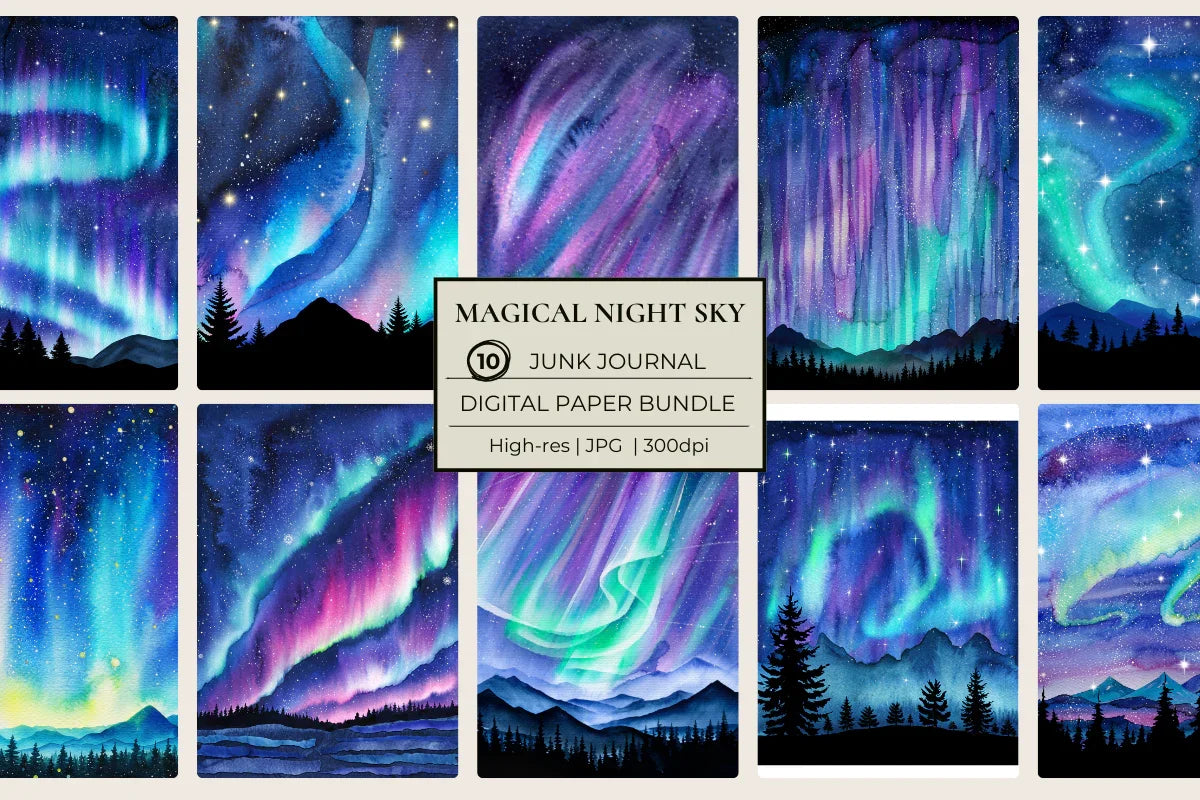 Magical Night Sky Junk Journal Papers - CraftNest - Digital Crafting and Art