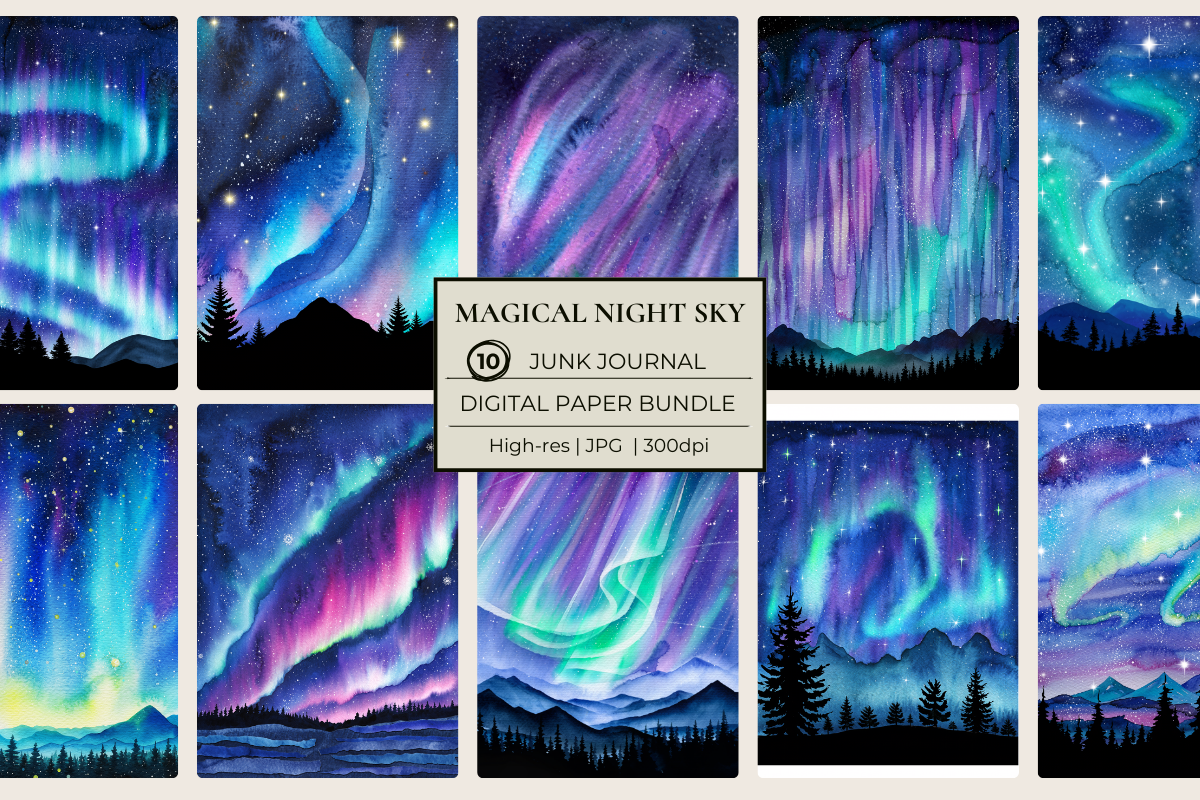 Magical Night Sky Junk Journal Papers
