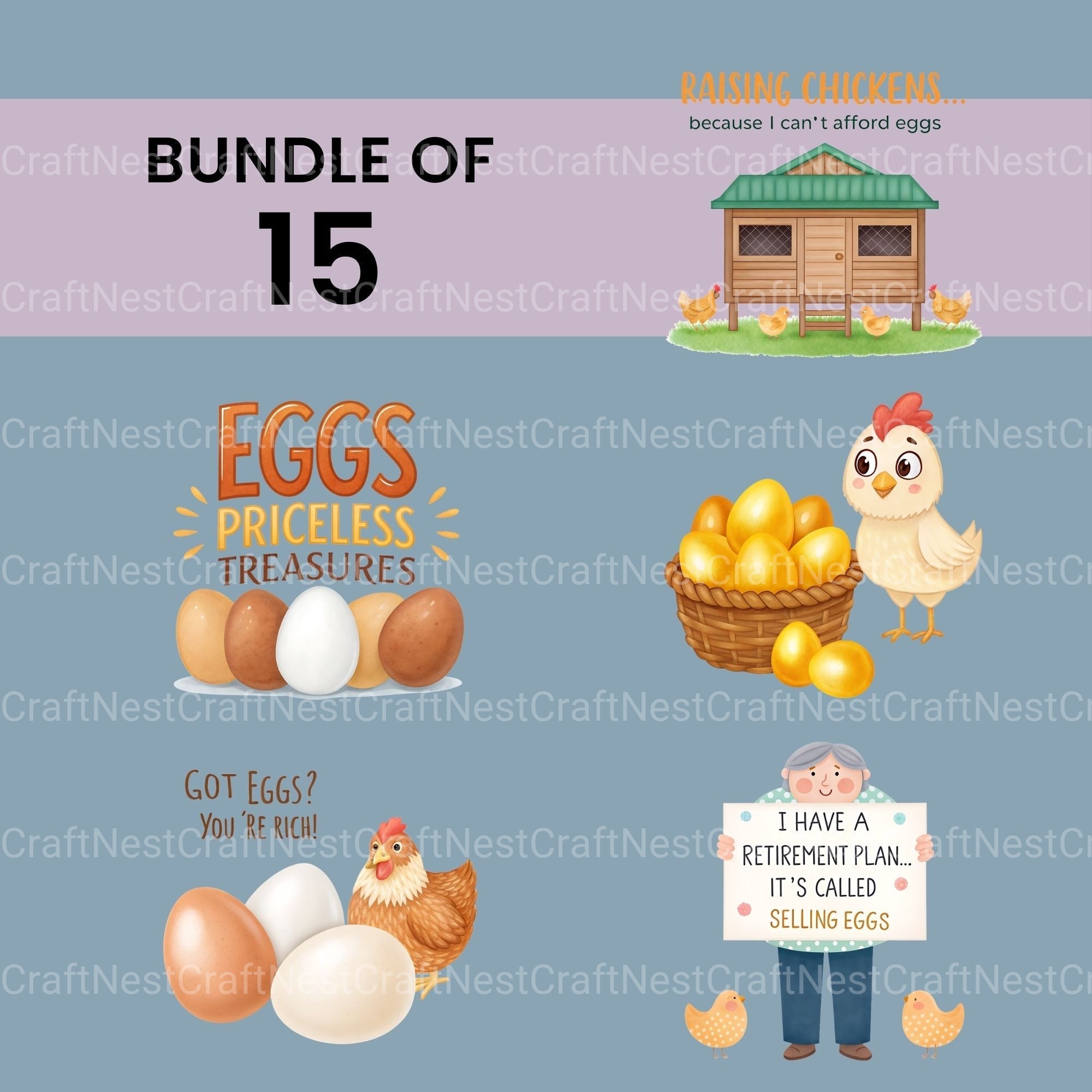 Chickens Eggs Clipart Bundle
