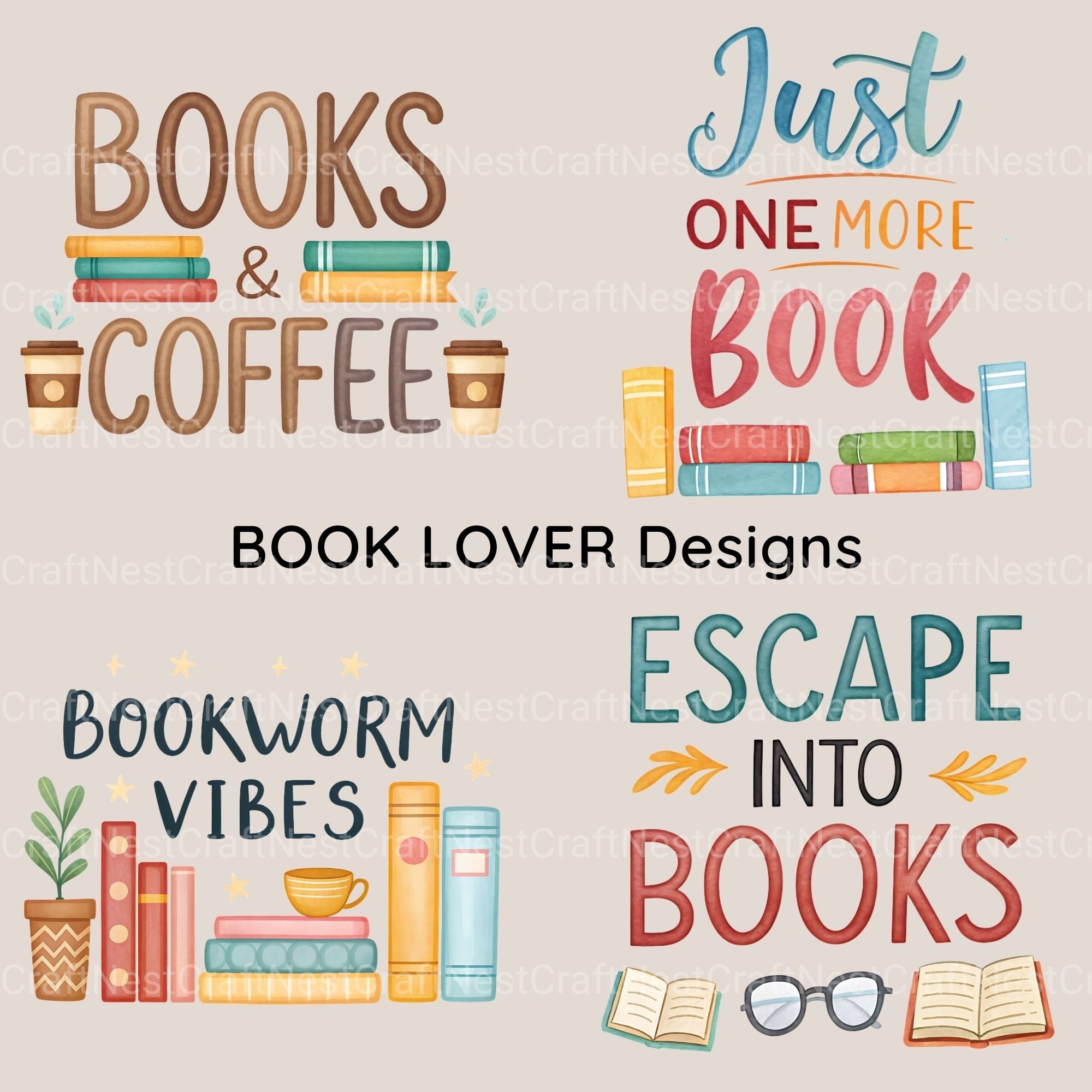 Book Shirt Designs Clipart Bundle
