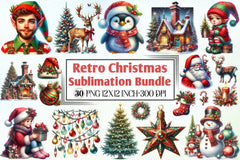 Retro Christmas Clipart Bundle 8 - CraftNest - Digital Crafting and Art