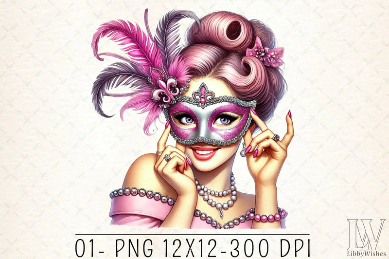 Mardi Gras Carnival Mask Girl Clipart Bundle 1 - CraftNest - Digital Crafting and Art