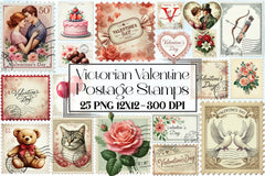 Victorian Valentine Stamps Clipart Bundle - CraftNest - Digital Crafting and Art