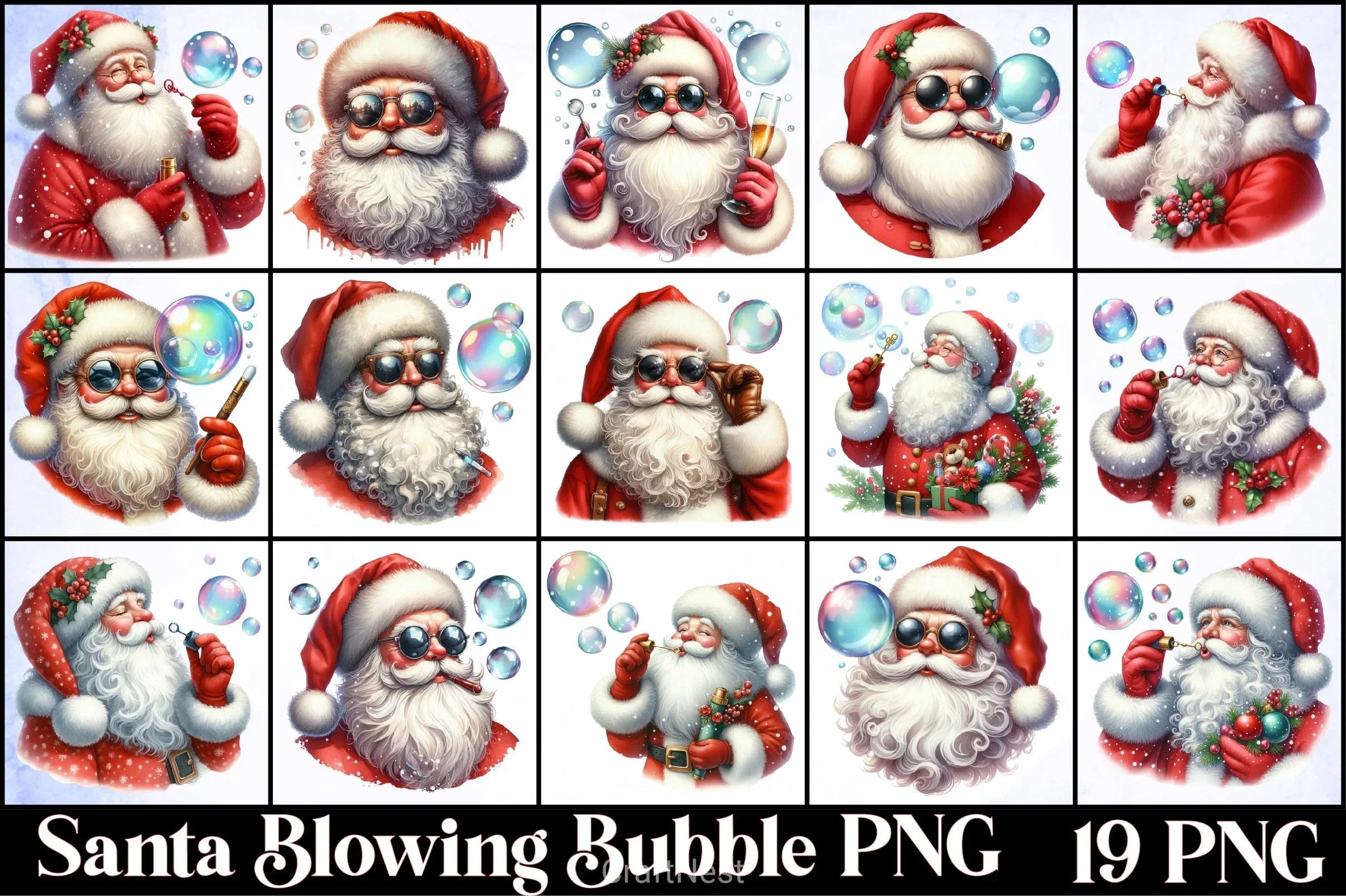 Santa Bubble Clipart Bundle - CraftNest - Digital Crafting and Art