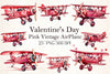 Pink Vintage Airplane Valentine Clipart Bundle