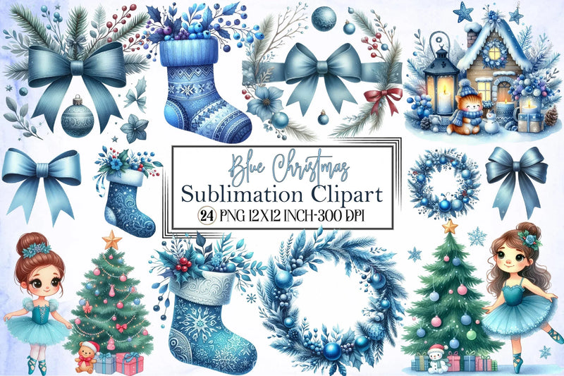 Blue Christmas Clipart Bundle 3 - CraftNest - Digital Crafting and Art