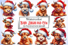 Baby Highland Cow Christmas Clipart Bundle - CraftNest - Digital Crafting and Art