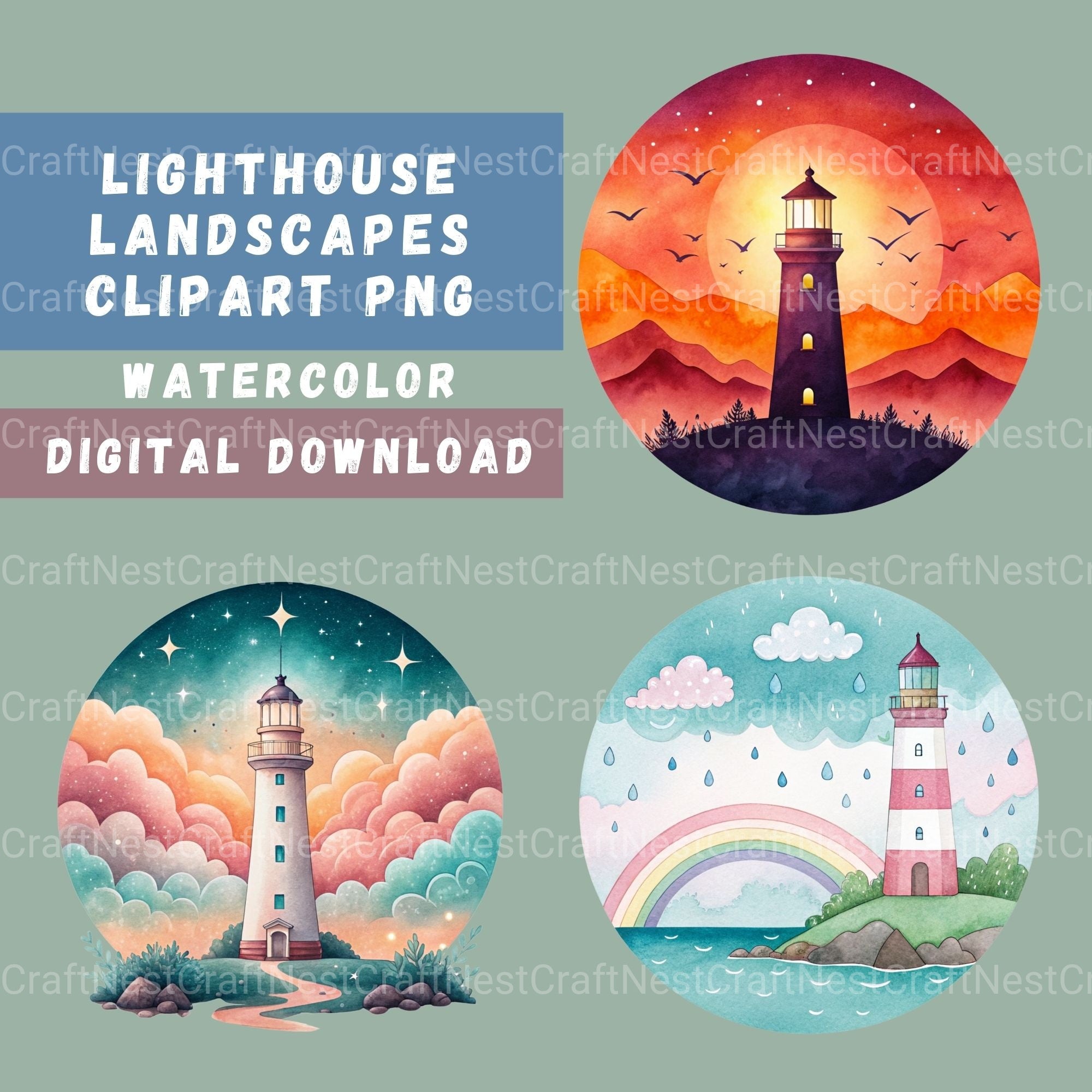 Lighthouses Updated Clipart Bundle