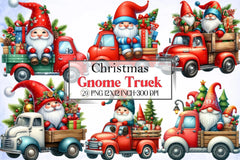 Christmas Gnome Truck Clipart Bundle - CraftNest - Digital Crafting and Art