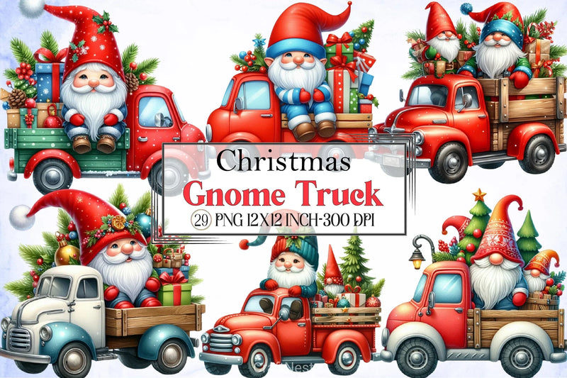 Christmas Gnome Truck Clipart Bundle - CraftNest - Digital Crafting and Art