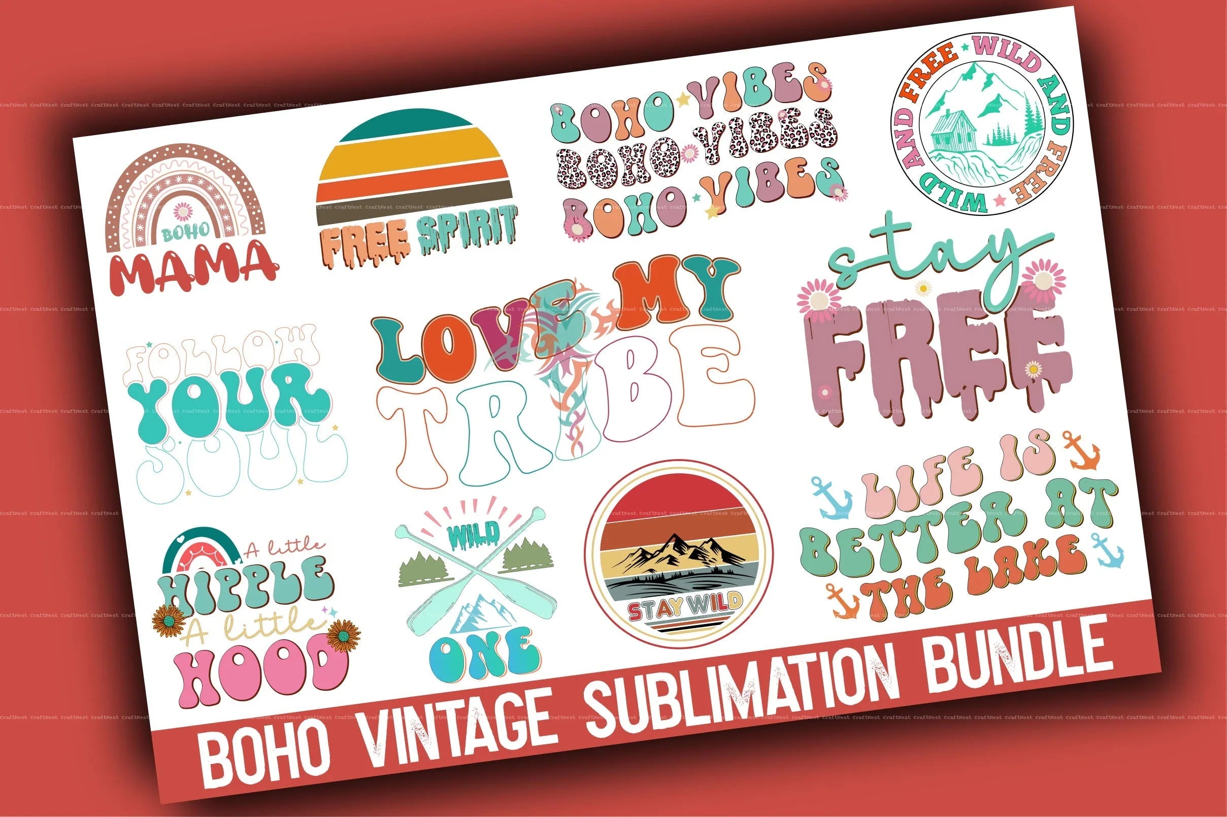 Boho Vintage Clipart Bundle