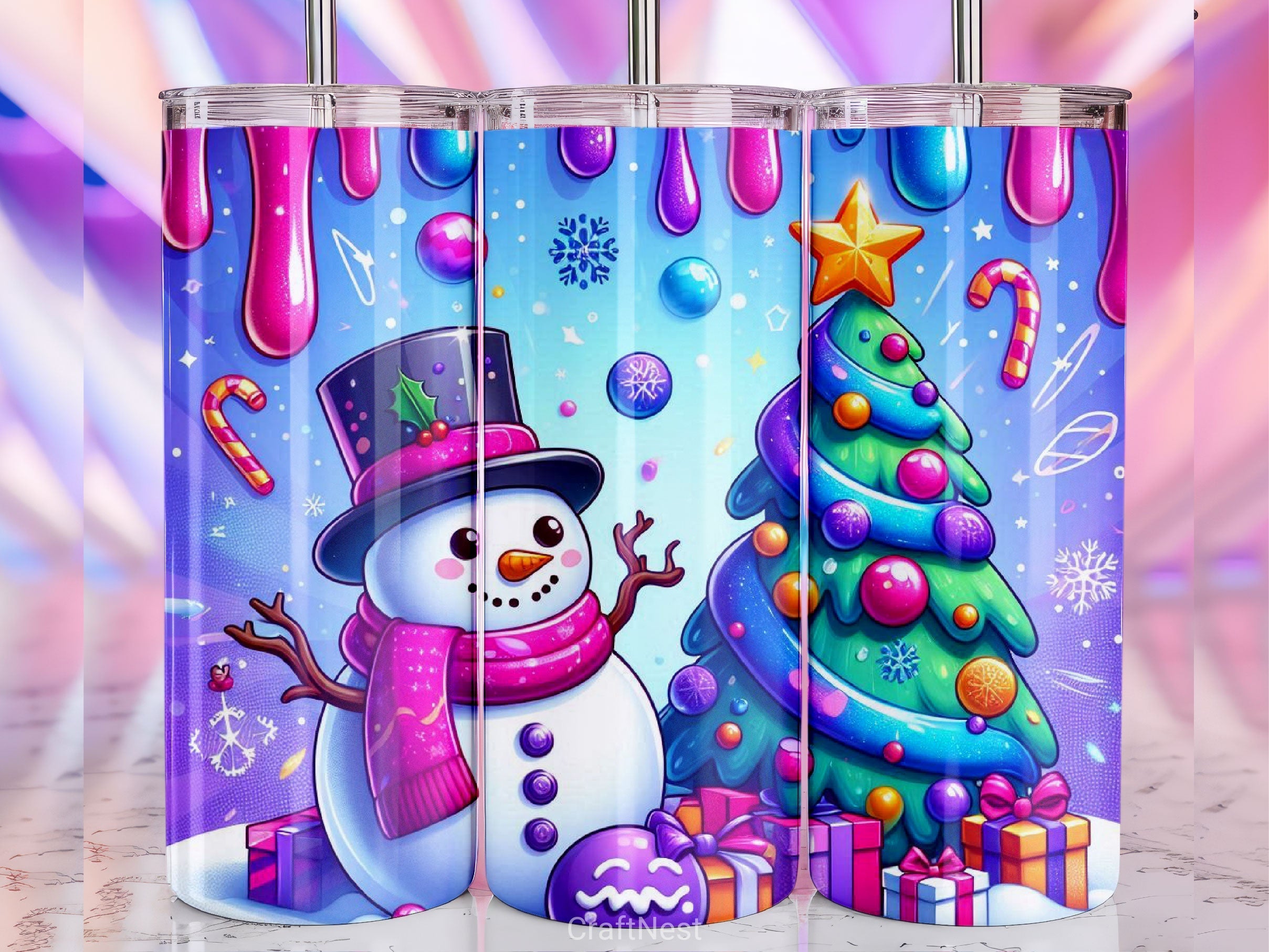 Cute Christmas Snowman Tumbler Wrap Bundle 6