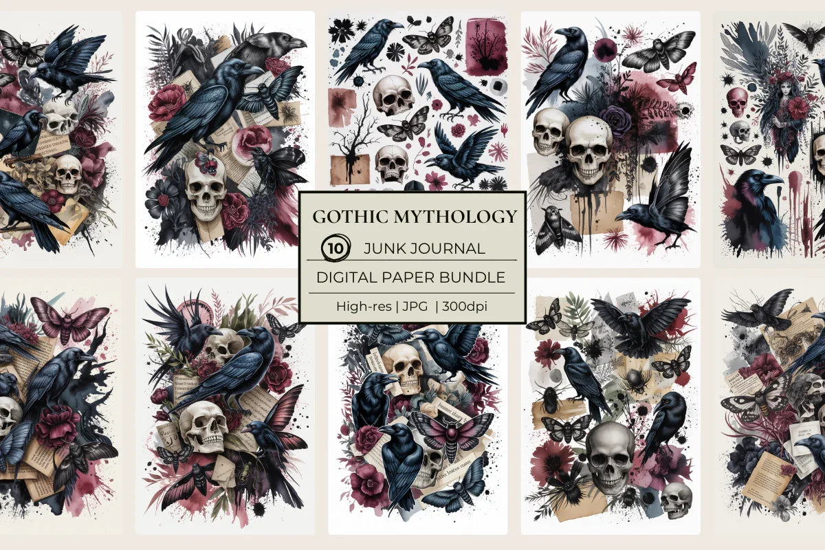 Gothic Mythology Junk Journal Papers - CraftNest - Digital Crafting and Art