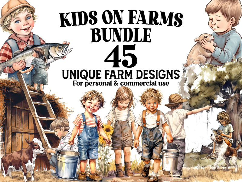 Kids On Farms Clipart - CraftNest