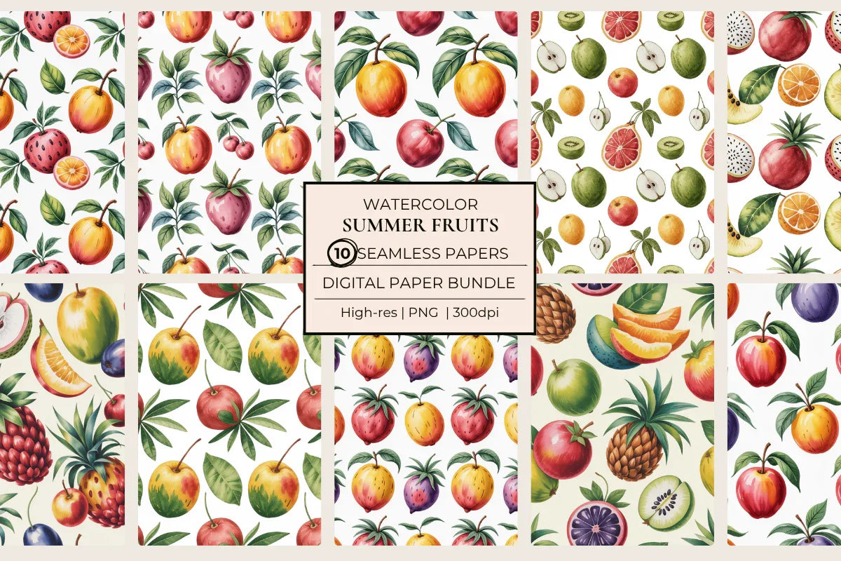 Summer Citrus Seamless Papers - CraftNest - Digital Crafting and Art