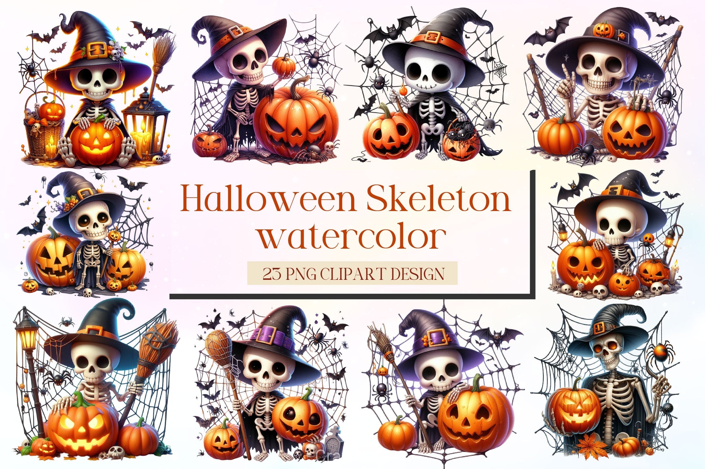 Halloween Skeleton Clipart Bundle 12