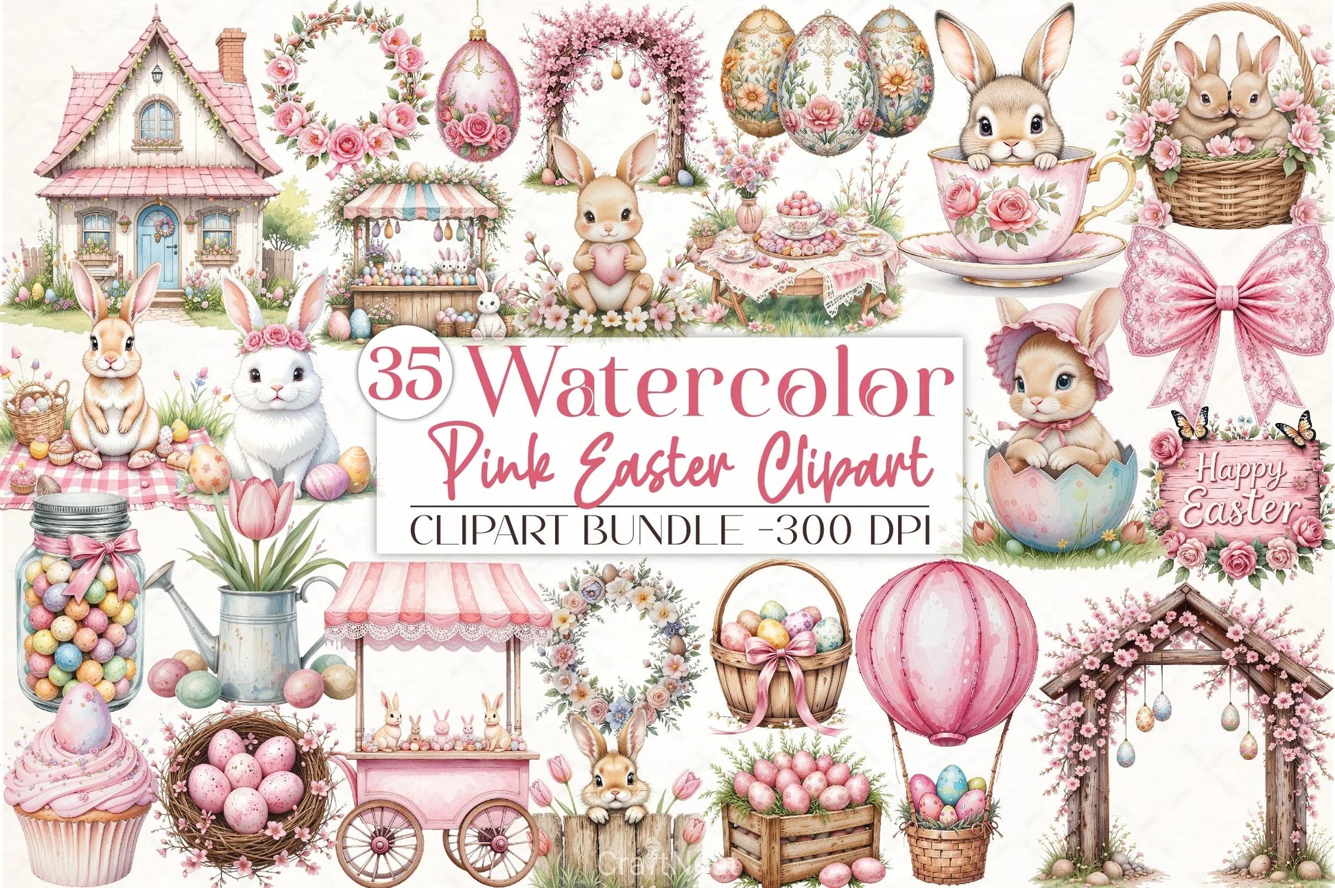 Pink Easter Clipart Bundle - CraftNest - Digital Crafting and Art
