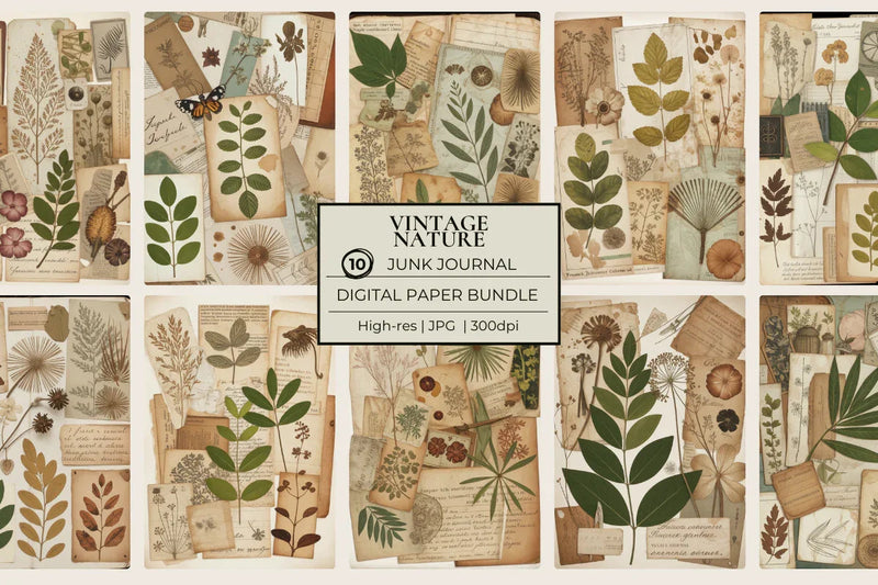 Vintage Nature Junk Journal Papers - CraftNest - Digital Crafting and Art