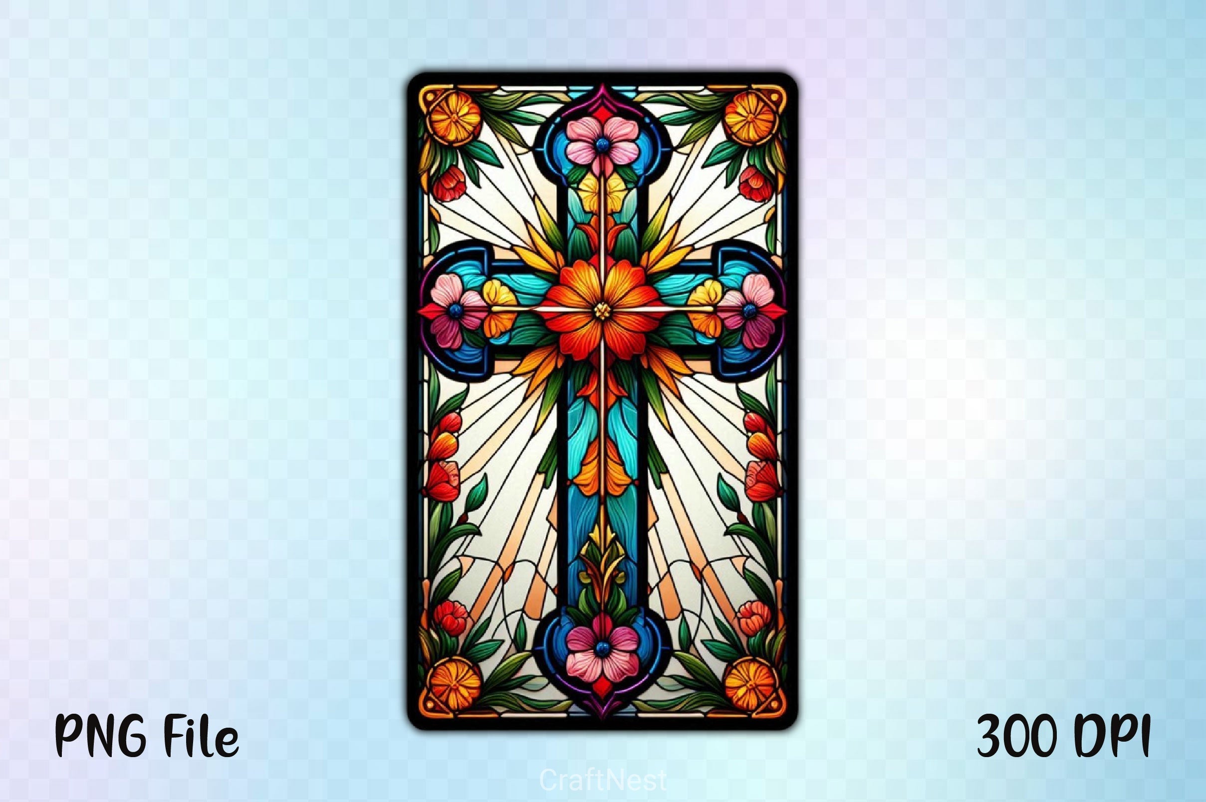 Stained Glass Cross Tarot Card Clipart Bundle 16