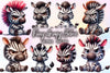 Funny Grumpy Zebra Clipart Bundle
