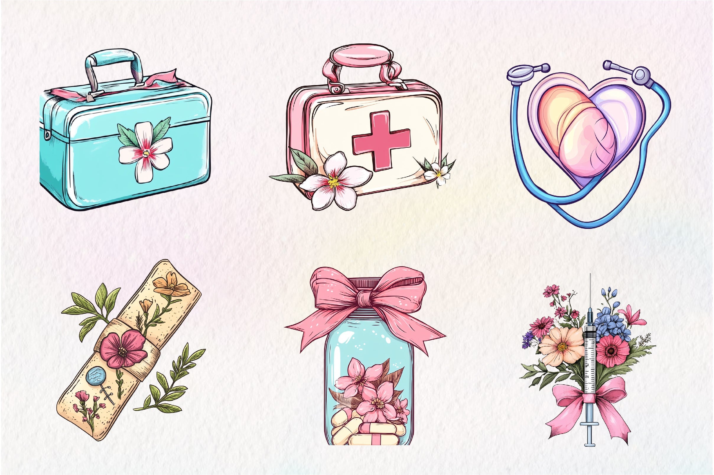 Flower Nurse Life Coquette Coastal Clipart Bundle
