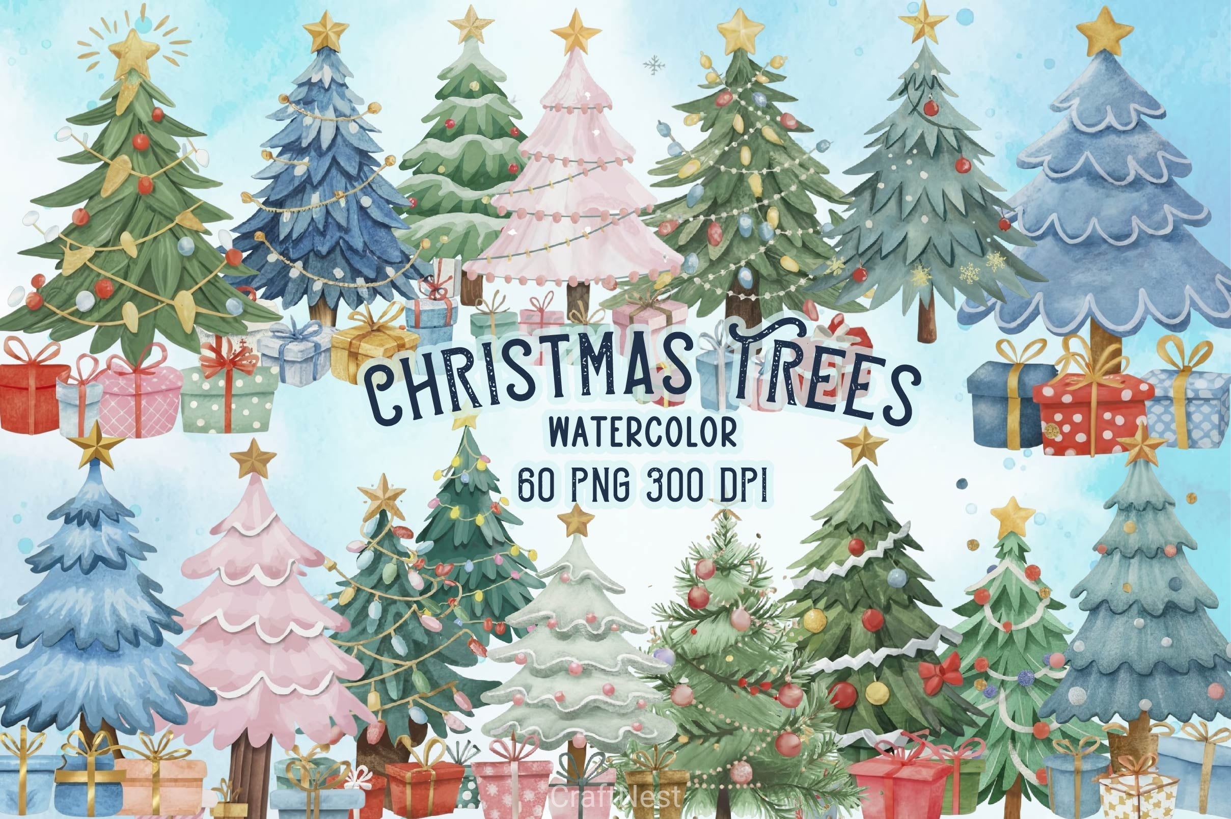 Christmas Tree Clipart Bundle 12