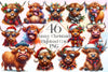 Funny Christmas Highland Cow Clipart Bundle