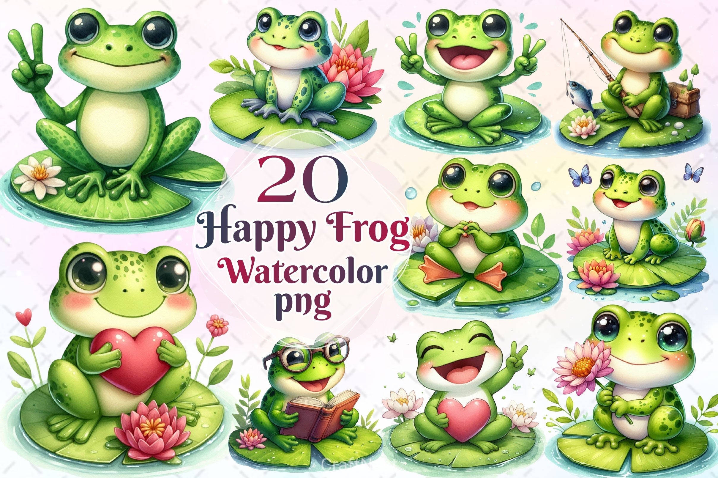 Happy Frog Clipart Bundle 2