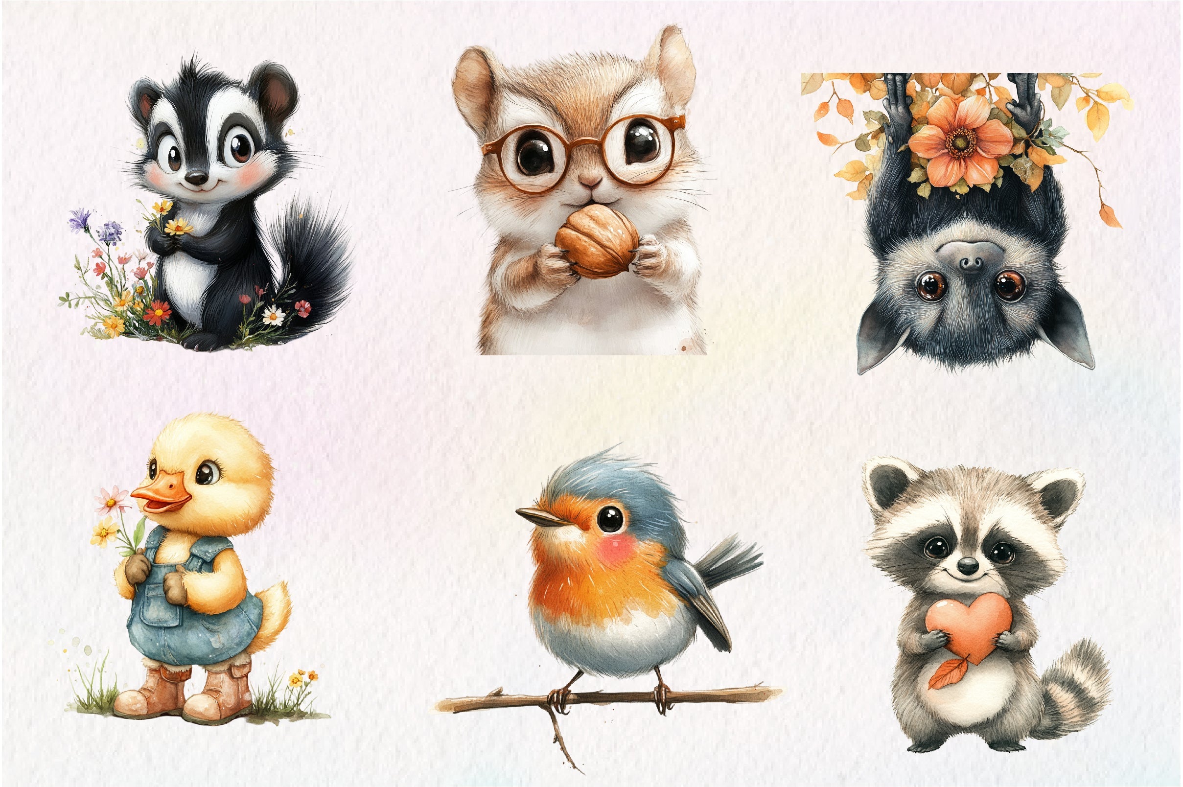 Sweet Forest Friends Cute Baby Animals Clipart Bundle