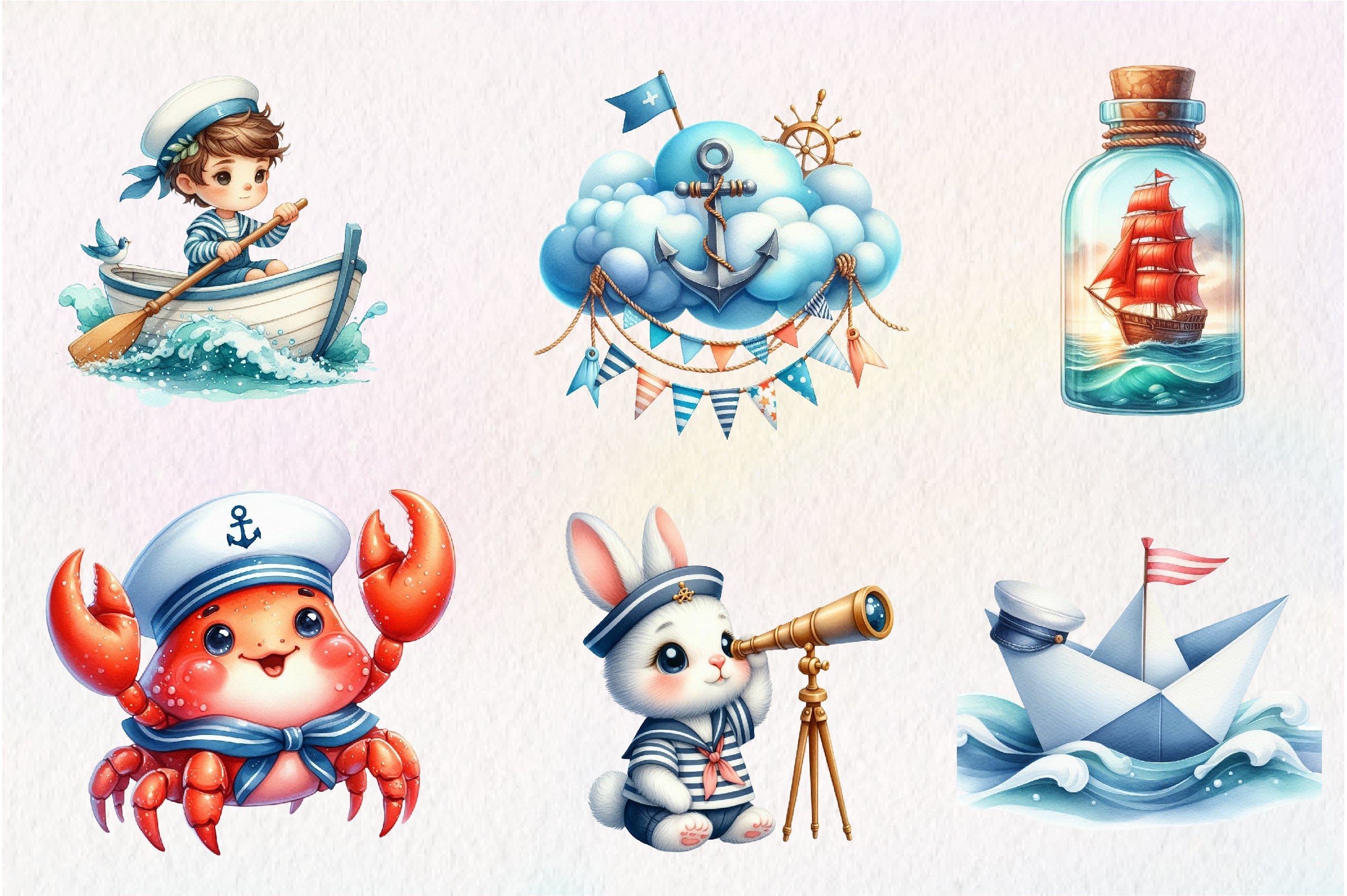 Cute Little Sailor Clipart Bundle