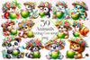 Summer Animals Eating Green Coconut Clipart Bundle 2