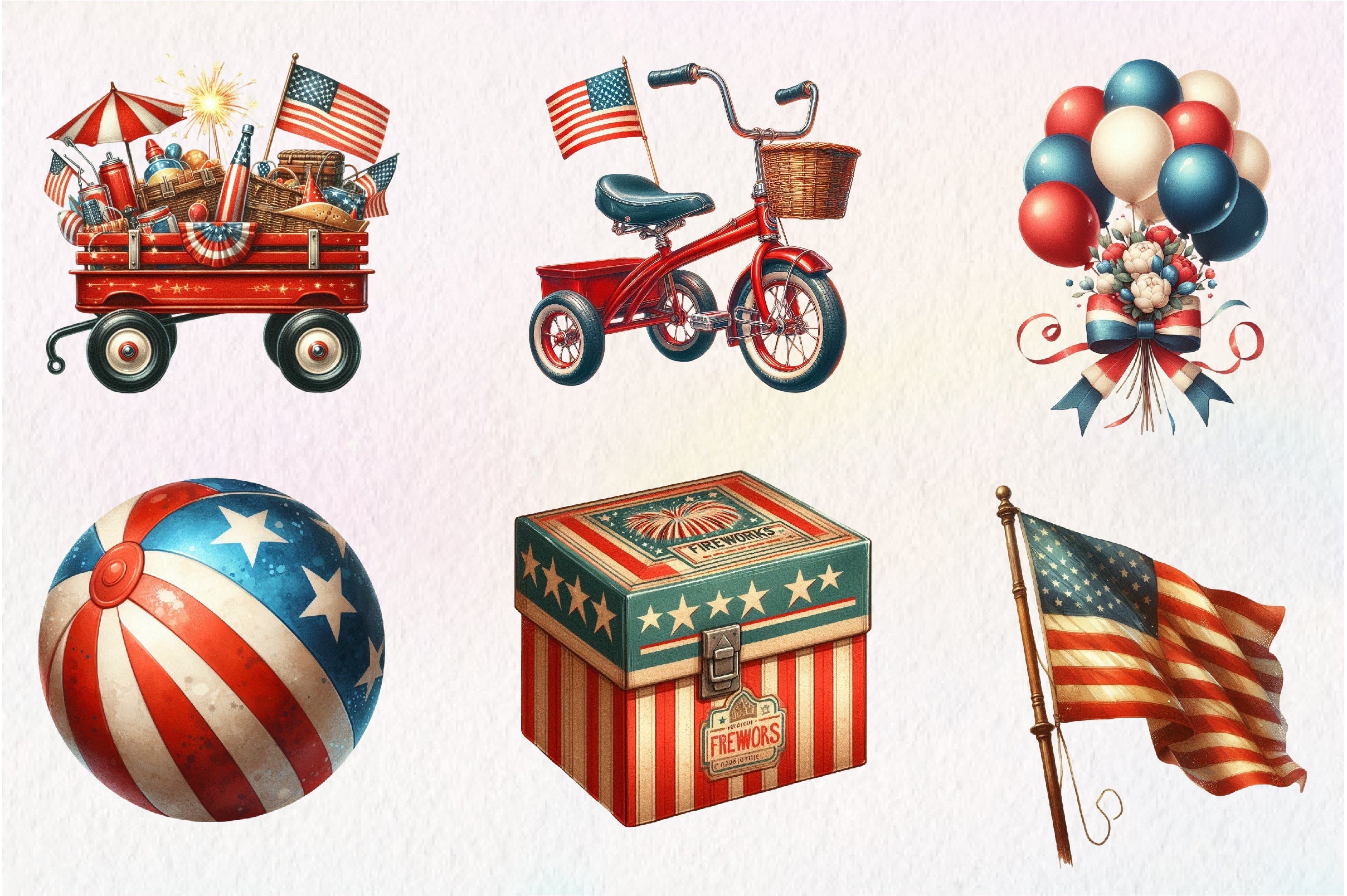 Retro 4th Of July Clipart Bundle 1