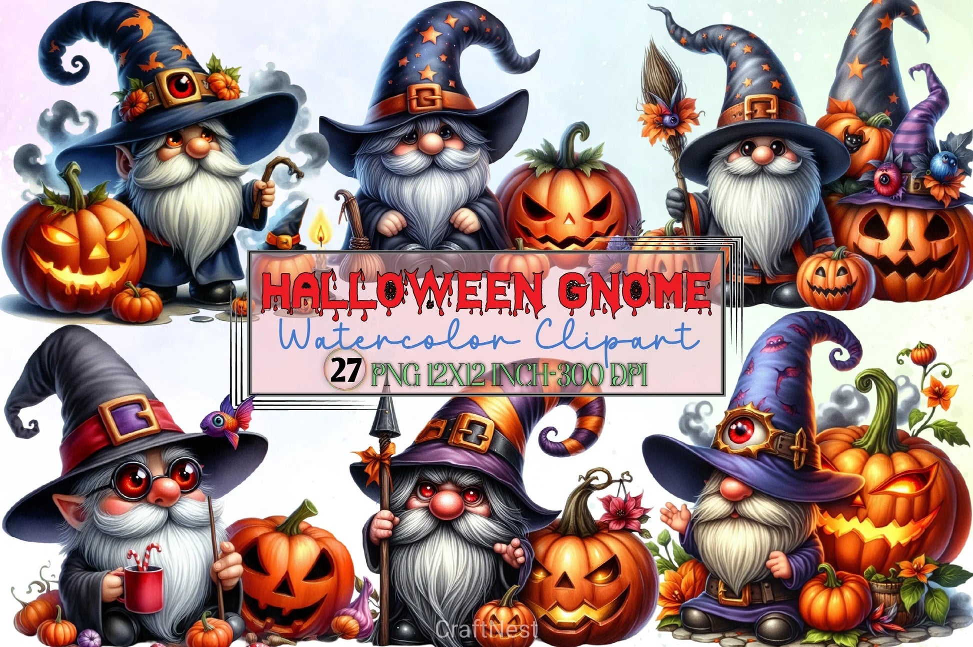 Halloween Gnome Clipart Bundle - CraftNest - Digital Crafting and Art