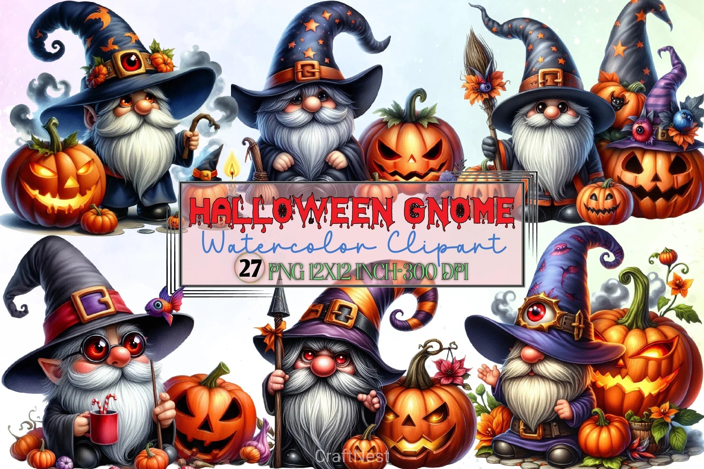 Halloween Gnome Clipart Bundle - CraftNest - Digital Crafting and Art