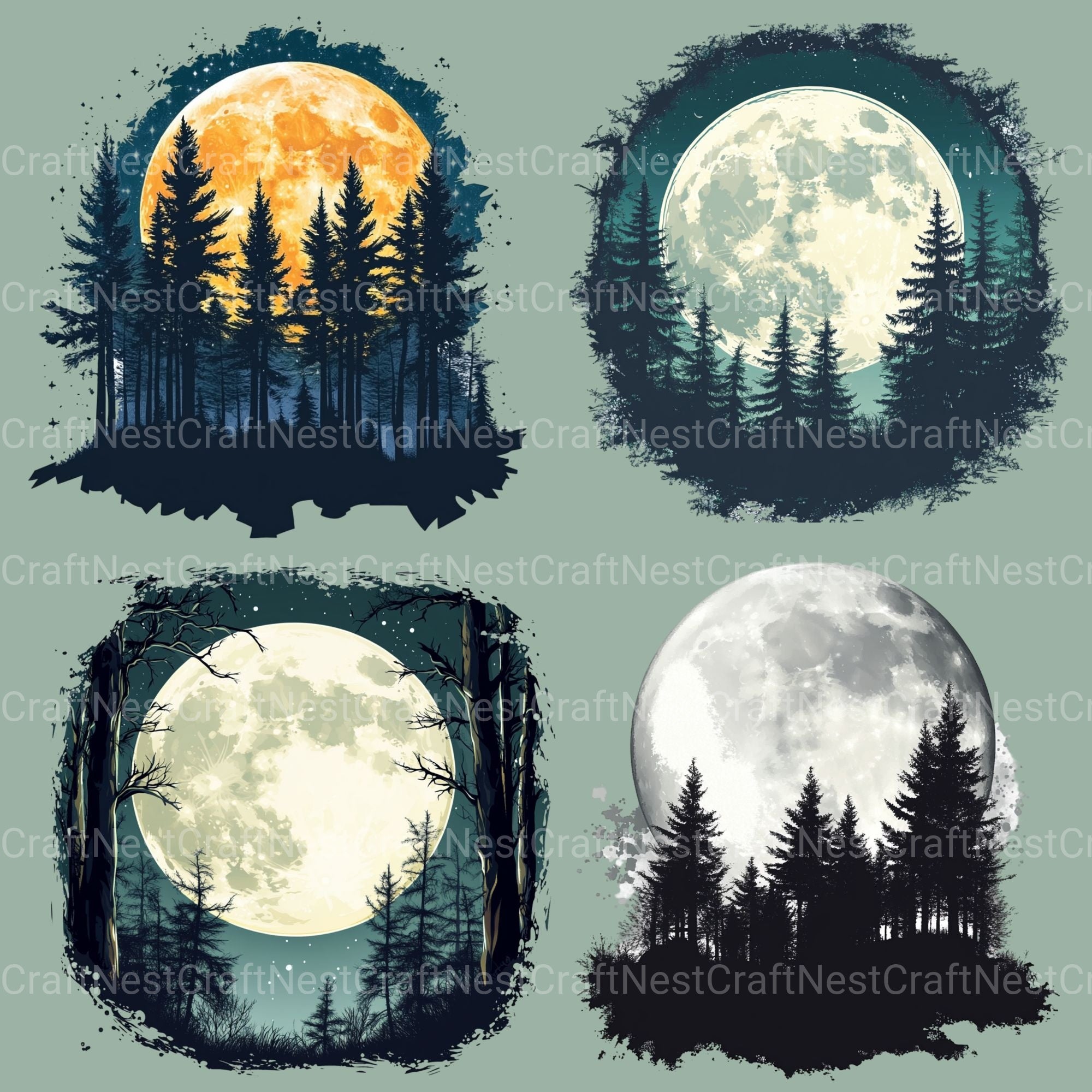 Forest Moon Clipart Bundle