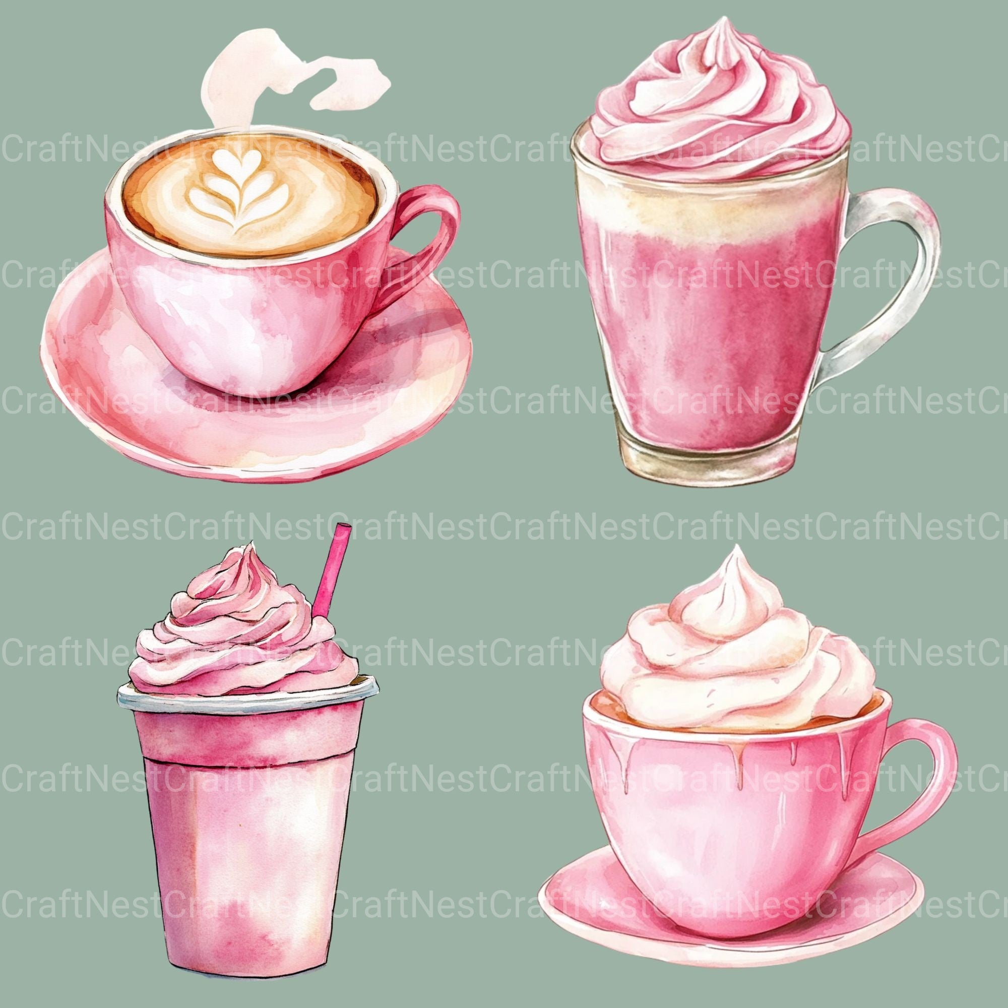 Coffee Pink 2 Clipart Bundle
